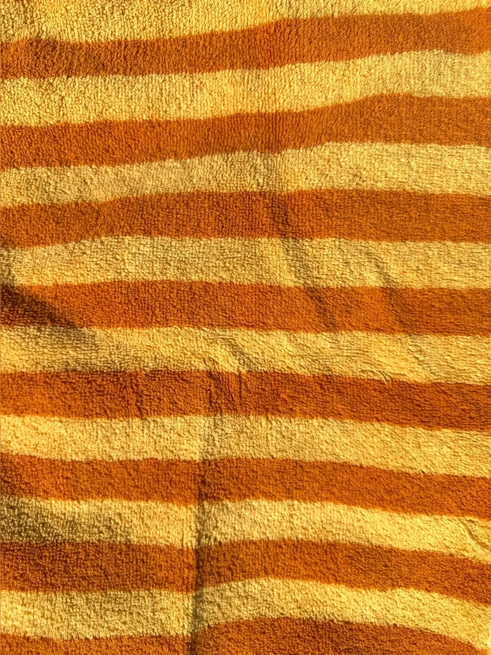 Vintage MCM Fieldcrest GOLD STRIPED Hand Towel Cotton Washcloth 2pc Yellow Brown
